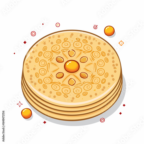 Cartoon Illustration of Stack of Flatbreads