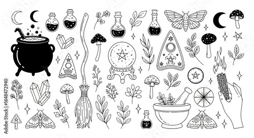 Witchcraft Clipart Magic Set.