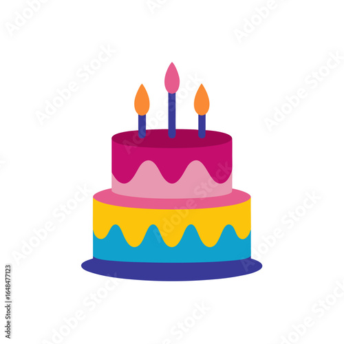 Celebrate with this colorful, festive two-tiered birthday cake icon for parties and special occasions