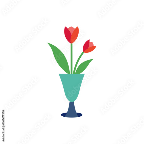 Vibrant tulips in a stylish teal vase, bringing natural beauty and modern elegance to any space