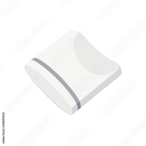 Clean white folded towel with subtle grey stripe detail, perfect for spa or bathroom visuals