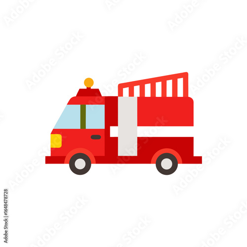 Dynamic red fire truck ready for action, emergency response vehicle illustration