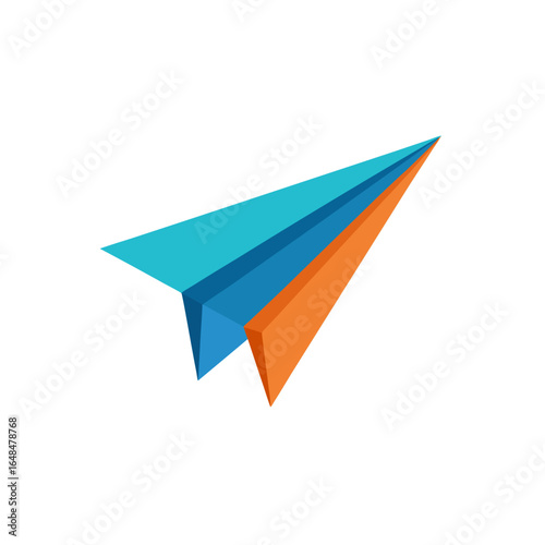 Dynamic paper airplane soaring forward, symbolizing innovation, travel, and ambitious goals.