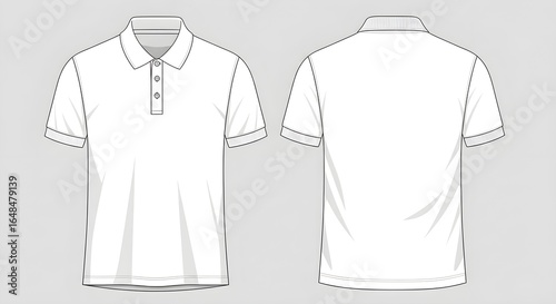 Clean and versatile white polo shirt mockup template showcasing front and back views, perfect for design presentations and apparel branding projects.