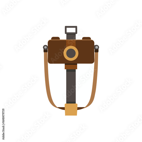 Vintage camera on strap, capturing timeless moments with classic photography style