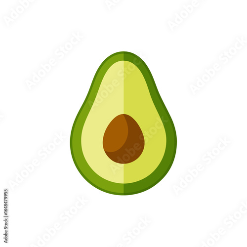 Fresh avocado half with pit, vibrant healthy food icon, perfect for culinary or wellness themes.