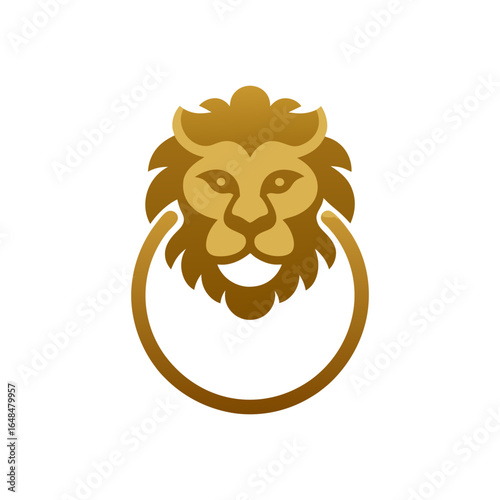 Majestic golden lion door knocker design symbolizing strength, courage, and regal elegance for luxury branding