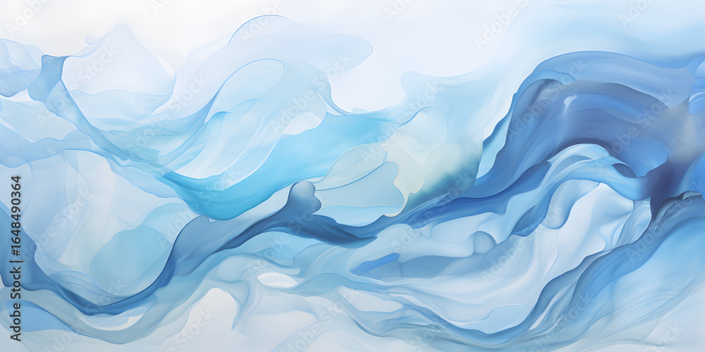 Fototapeta premium Abstract watercolor swirls of blue and white