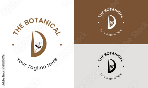 Minimal Botanical Letter D Logo Design , Nature-Inspired Logo,  Modern Emblem Logo