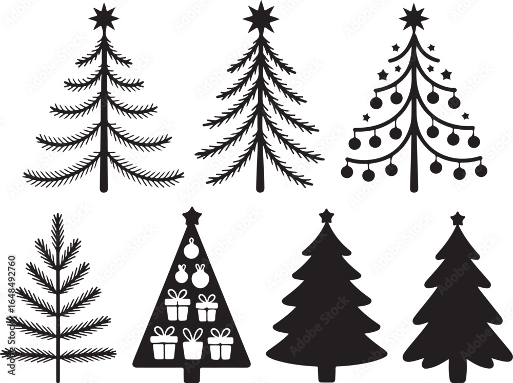 Obraz premium Festive Christmas trees collection for holiday design