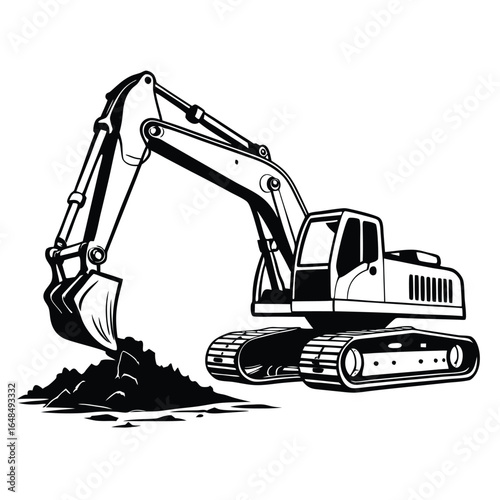 excavator on a white background