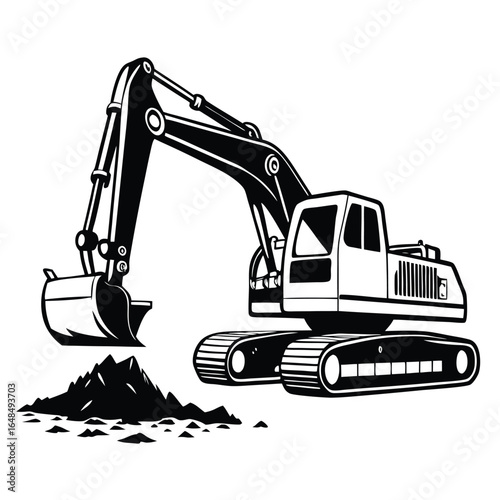 excavator on a white background