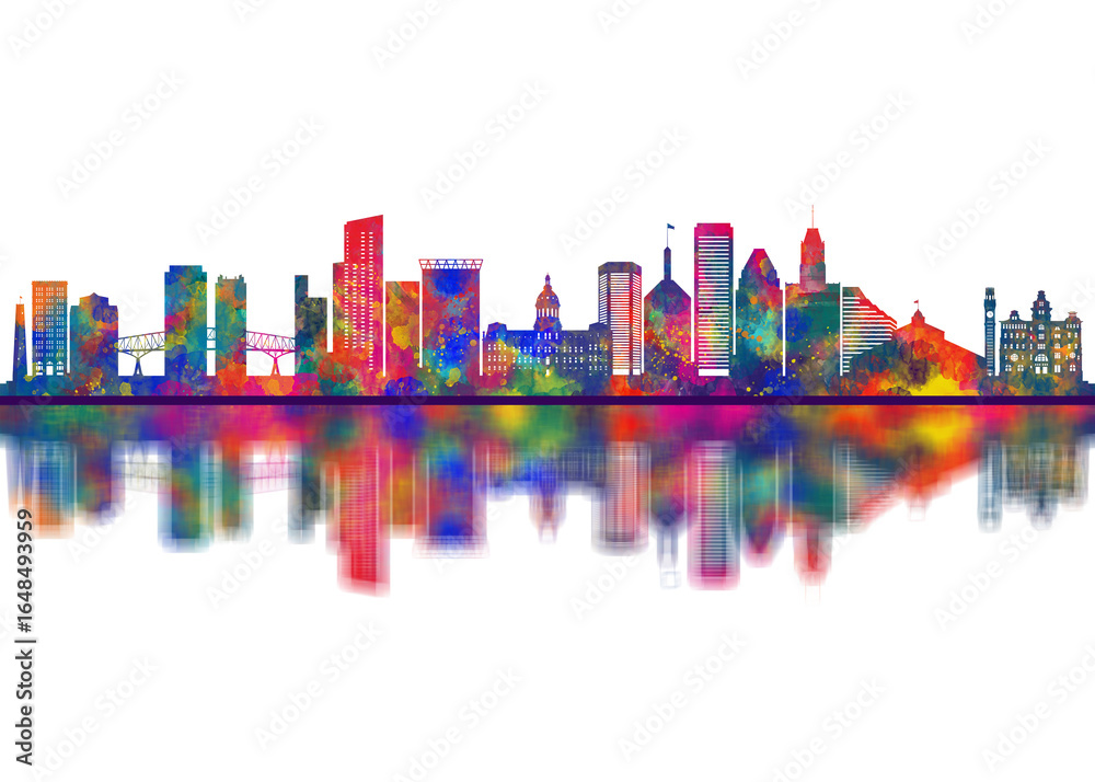 Fototapeta premium Baltimore Maryland skyline. Cityscape Skyscraper Buildings Landscape City Downtown Abstract Landmarks Travel Art
