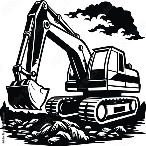 excavator on a white background