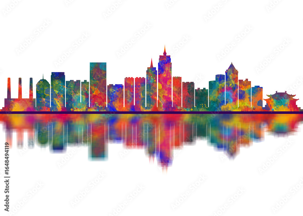 Obraz premium Baoding China Skyline. Cityscape Skyscraper Buildings Landscape City Downtown Abstract Landmarks Travel Art