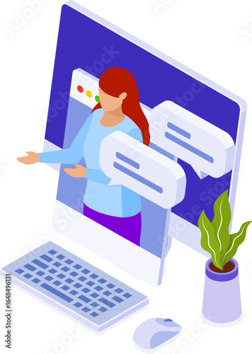 Online Homeschooling and E-Learning Isometric Icons Set – Digital Education Concept