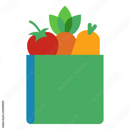 Fresh Grocery Bag with Produce Vector Illustration for Market and Food Designs