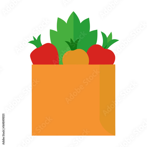 Fresh Grocery Bag with Produce Vector Illustration for Market and Food Designs