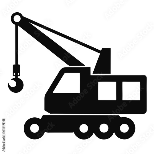 Silhouette of Mobile Crane Crawler Heavy Vehicle Vector Illustration