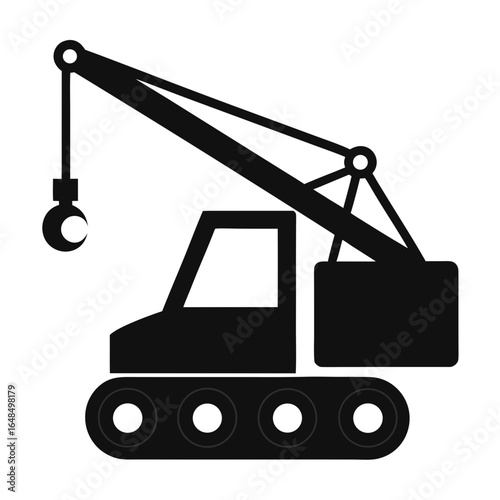 Silhouette of Mobile Crane Crawler Heavy Vehicle Vector Illustration