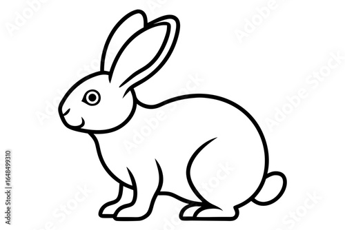 bunny coloring book page, rabbit line art vector
