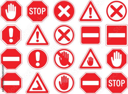 Street symbol sign stop warning black text sign do not enter hand not allowed limitation danger