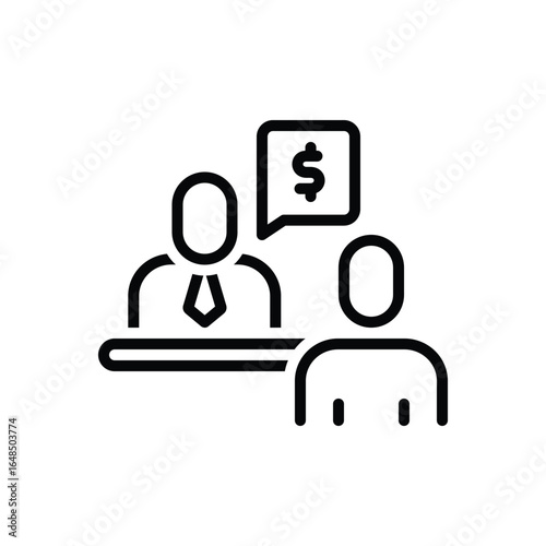 Black line icon for financial advisory