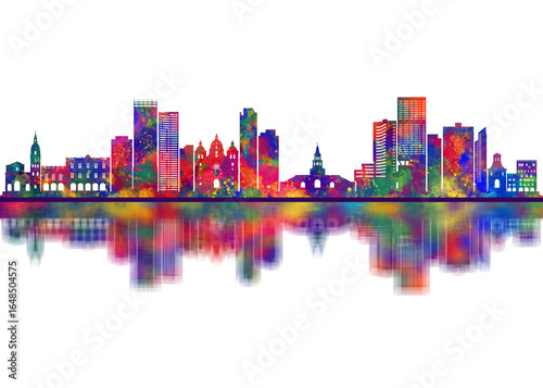 Cartagena Colombia Skyline. Cityscape Skyscraper Buildings Landscape City Downtown Abstract Landmarks Travel Art