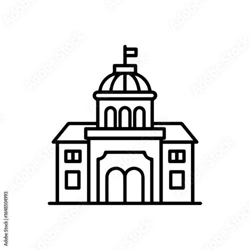 Simple Outline Drawing of a Classic Government Building.
