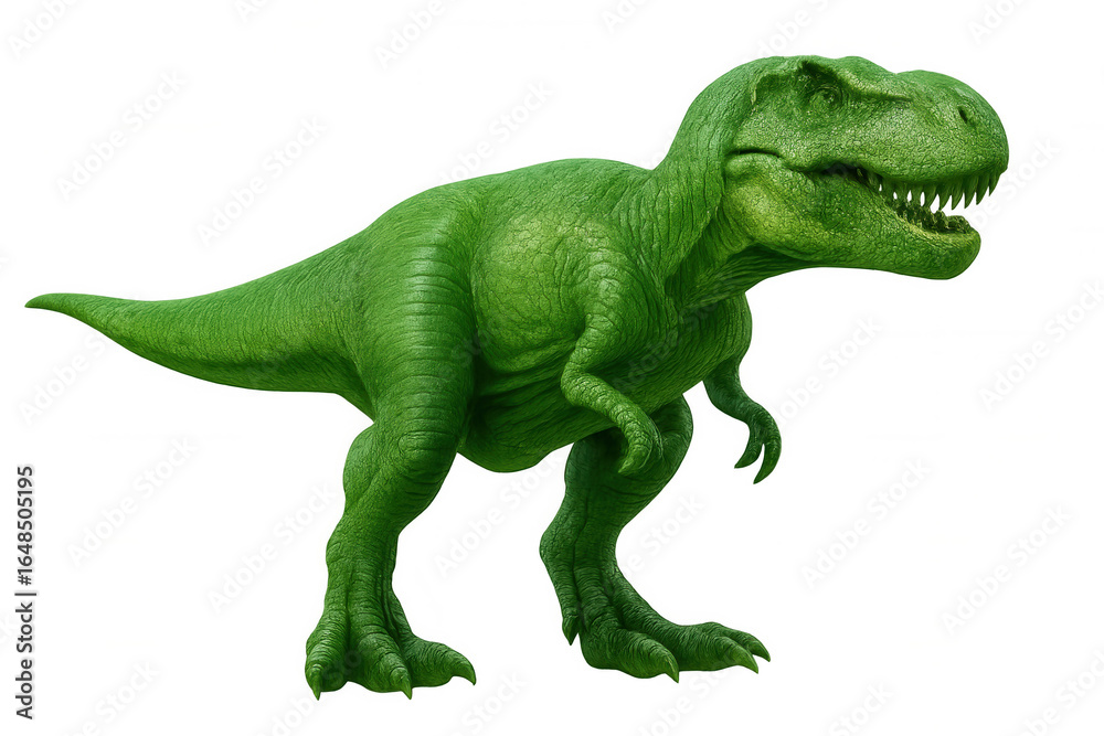 Naklejka premium Green tyrannosaurus rex standing with transparent background, perfect for easy integration into any project