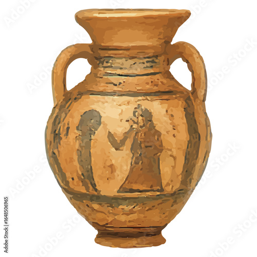 Hand-drawn mythology amphora antique pottery vector illustration