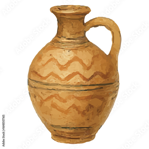 Hand-drawn narrow spout jug antique pottery vector illustration