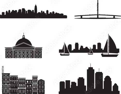 City skylines and architecture silhouettes collection