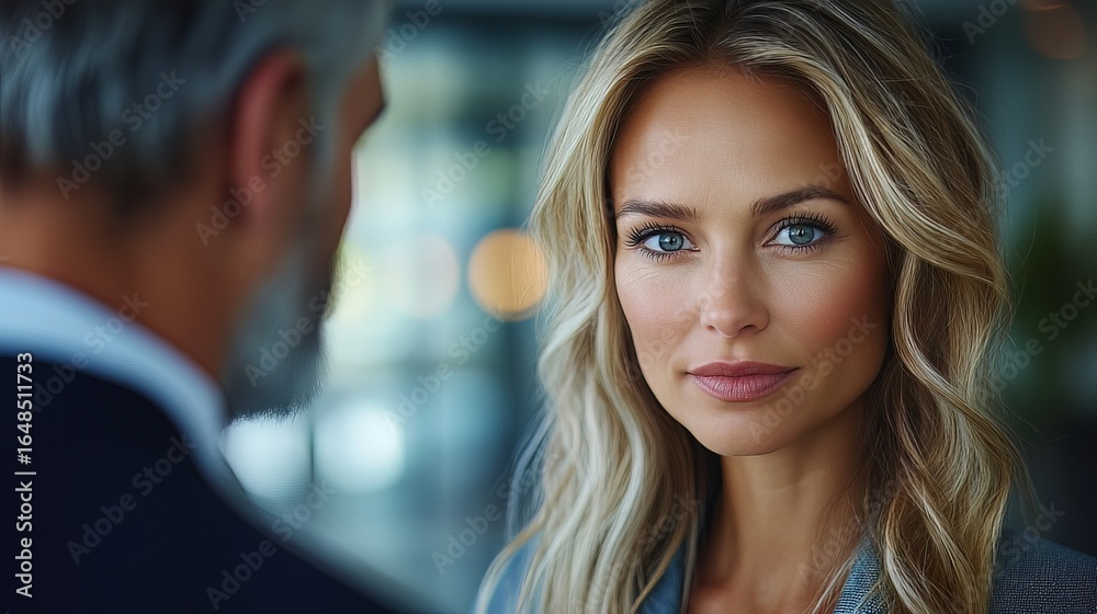 A focused young businesswoman in a serious one-on-one meeting with a senior partner, conveying confidence and determination A focused young businesswoman in a serious one-on-one meeting with a senior partner, conveying confidence and determination