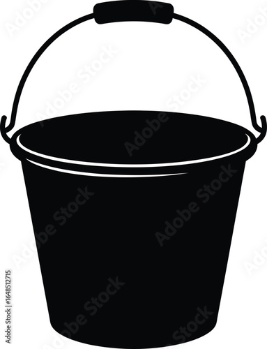 Black bucket with handle container metal