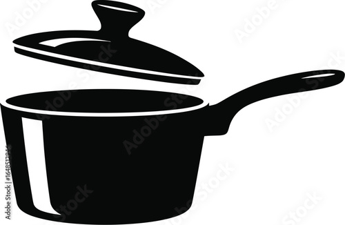 Black saucepan with lid cooking kitchen