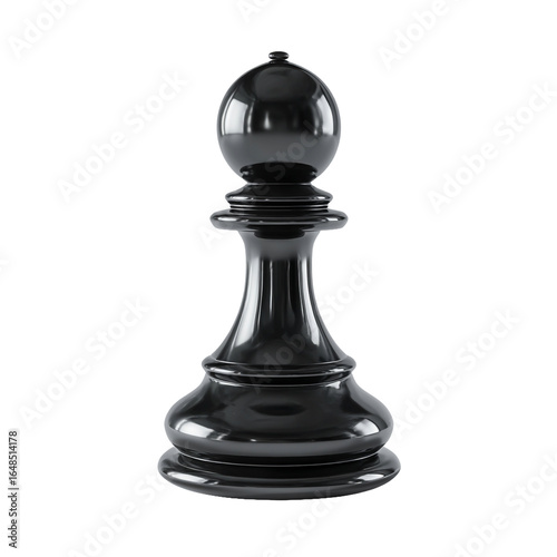 Black chess pawn isolated on transparent background, a single game piece representing strategy, competition, and the challenge of intelligence