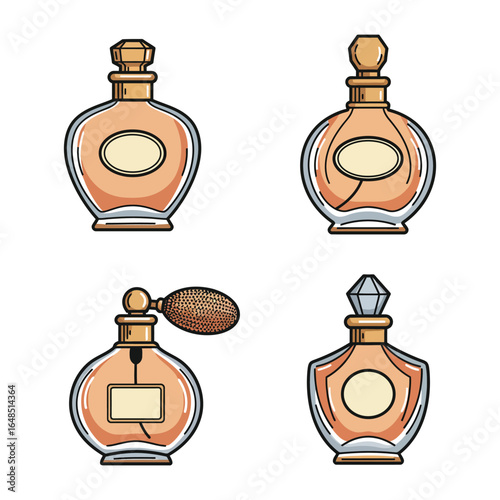 Elegant Perfume Bottle Collection Vintage Style Fragrance Vessels in Vector Format