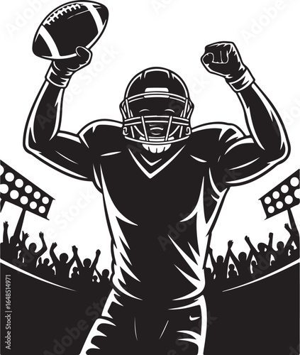 Victorious football player celebrates win with cheering crowd