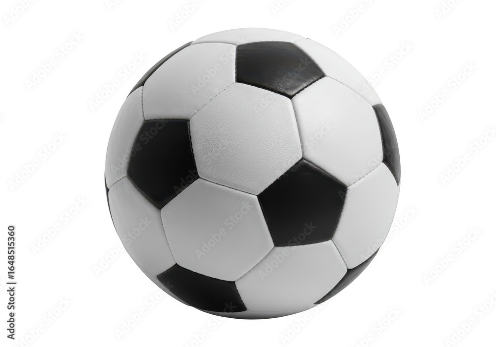 Classic black and white soccer ball isolated on transparent background, ready for a game Classic black and white soccer ball isolated on transparent background, ready for a game