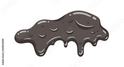 Amorphous blob of dripping dark grey slime with glossy, wet highlights.