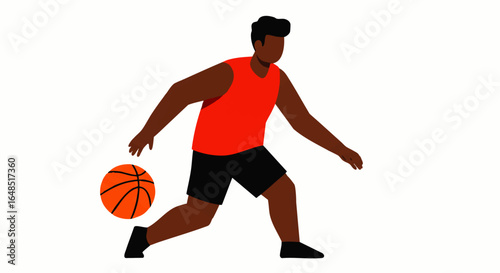 Athletic man dribbling a basketball in a dynamic pose