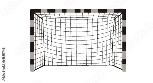 Black and White Striped Handball Goal Net with Detailed Mesh