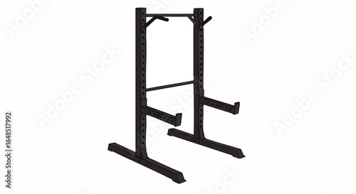 Black Steel Power Rack with Pull-Up Bar and Adjustable J-Hooks for Weightlifting