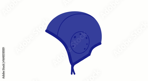 Blue aviator hat with ear flaps and straps, a simple flat vector illustration of vintage pilot headwear.