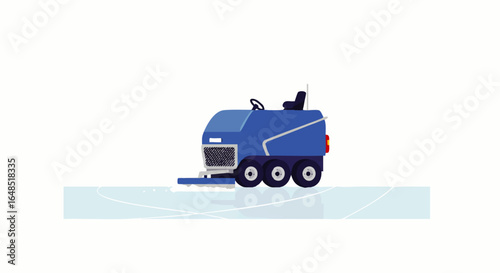 Blue Ice Resurfacing Machine, Four-Wheeled, Side View