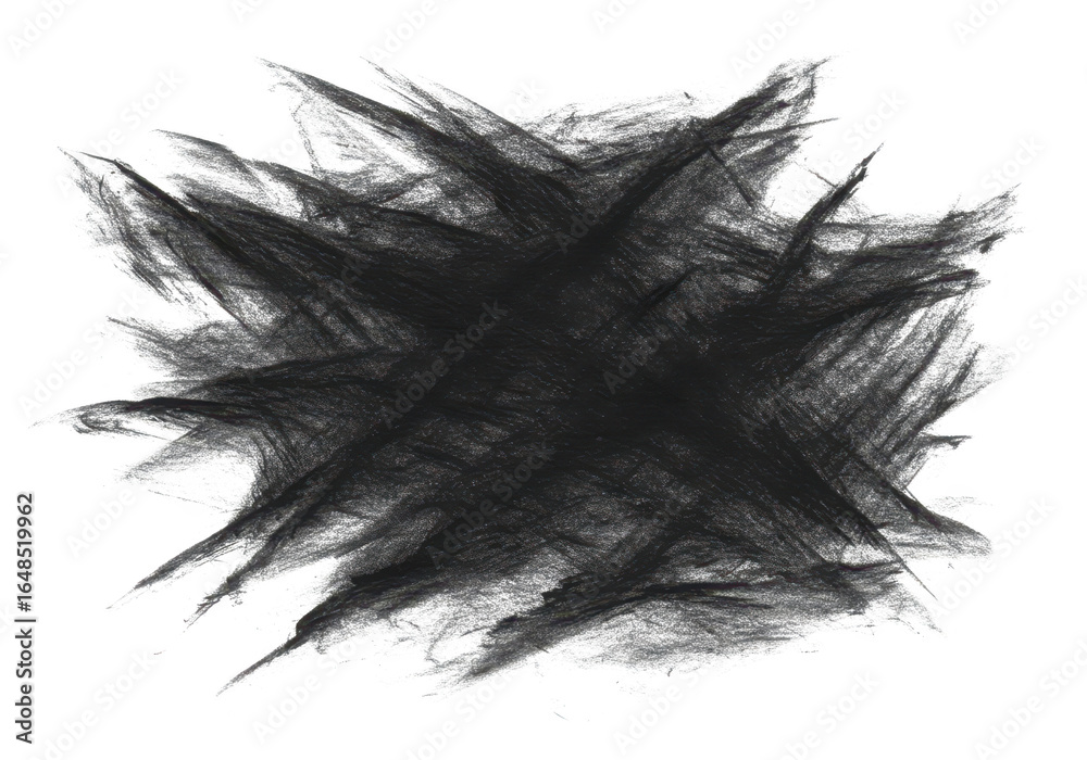 Fototapeta premium Black abstract brush stroke texture isolated on transparent background