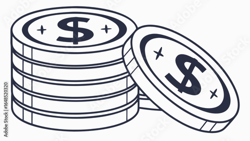 Money coins stack illustration vector graphic design for finance investment and savings concept art graphic