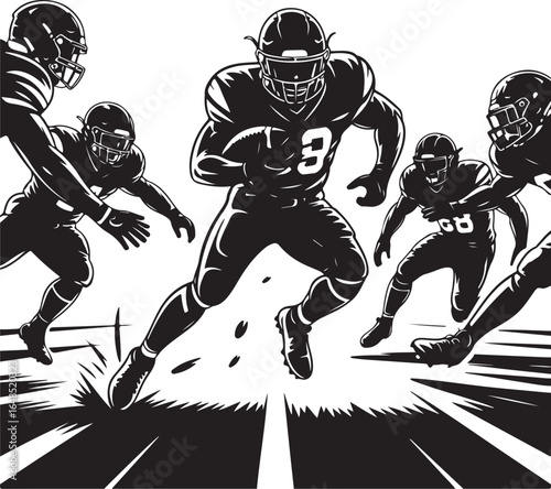 Dynamic football players in action, intense game clash