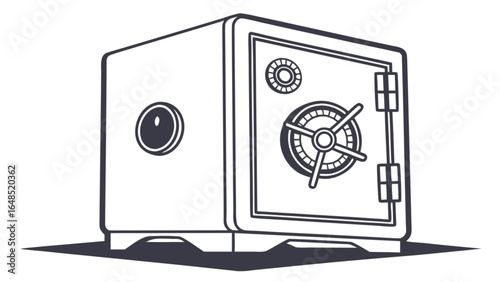 Illustration of a secure metal safe for money and valuables security and financial safety concept design
